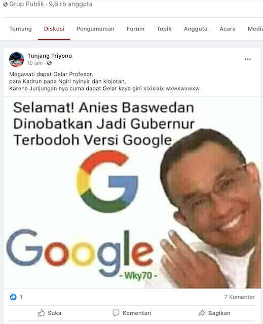 [Cek Fakta] Google Nobatkan Anies Baswedan Gubernur Terbodoh? Ini